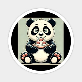 Cute Panda Bear Eating Pizza Magnet
